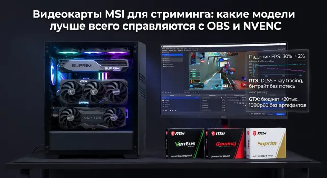 Видеокарты MSI для стриминга: какие модели лучше всего справляются с OBS и NVENC